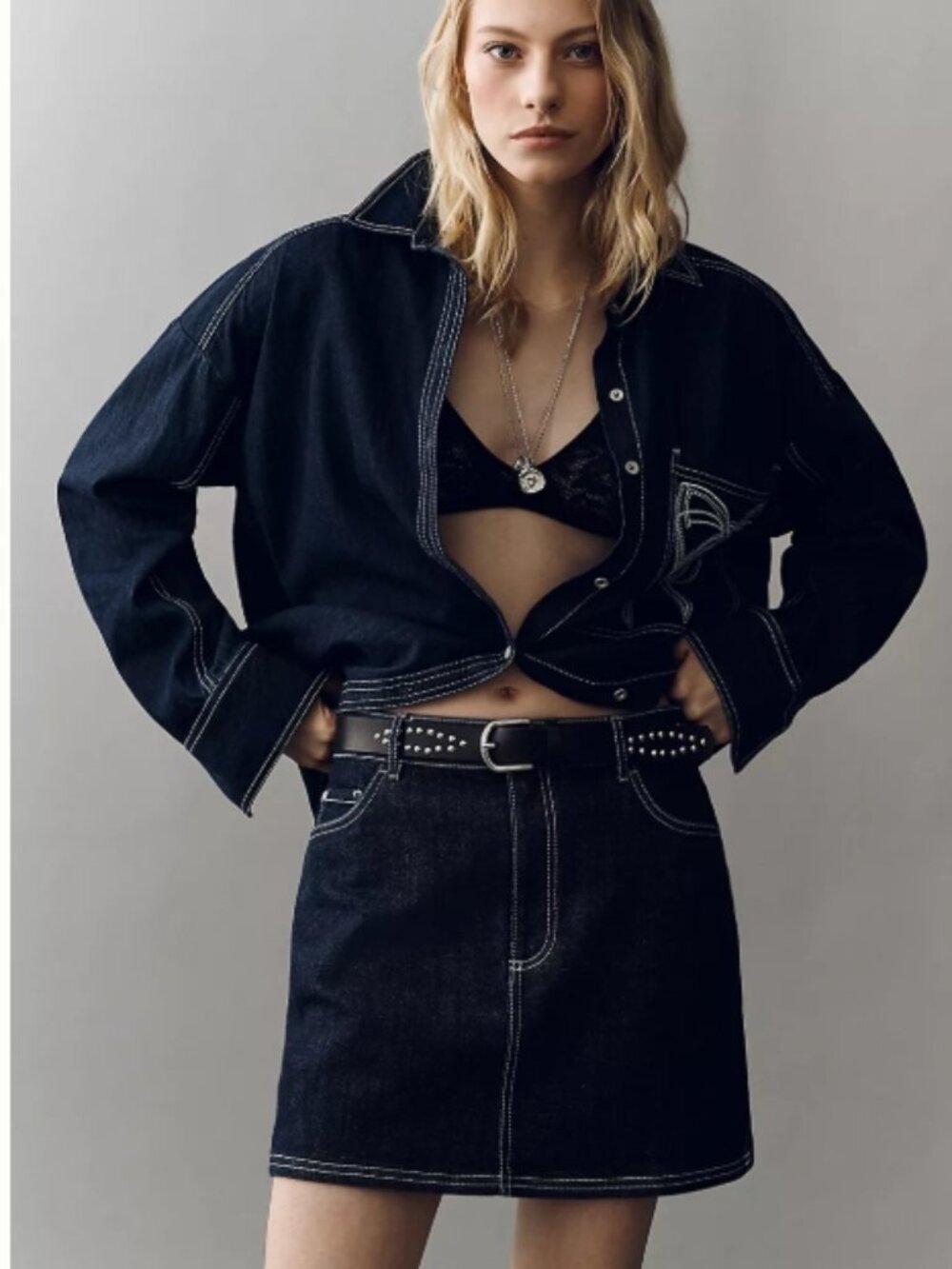 NWT Anthropologie Pilcro Denim Bow Embroidered Mini Skirt